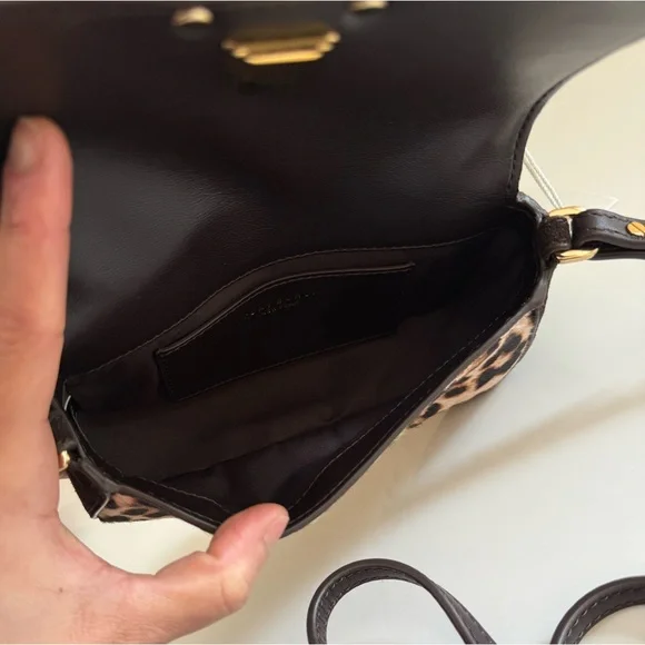 NWT , tory burch Britten Haircalf Mini Top Handle crossbody in brown 149652 - Picture 8 of 12